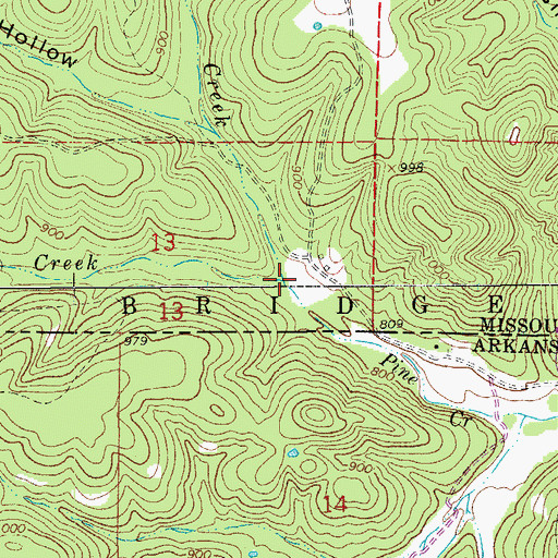 Topographic Map of Little Pine Creek, MO