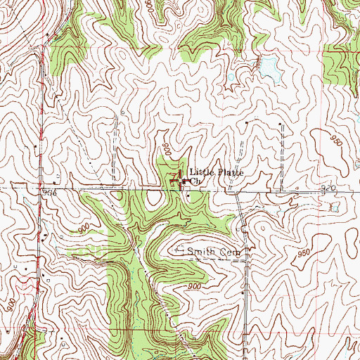 Topographic Map of Little Platte Church, MO