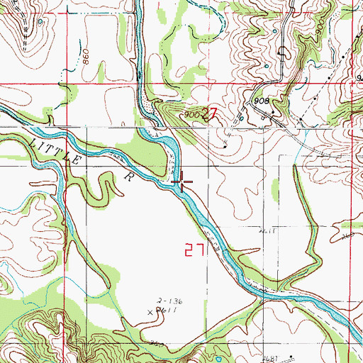 Topographic Map of Little River, MO