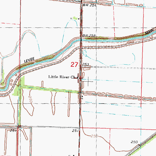 Topographic Map of Little River Church, MO