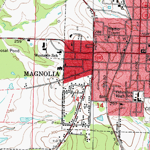 Topographic Map of Hurricane Ridge, AR