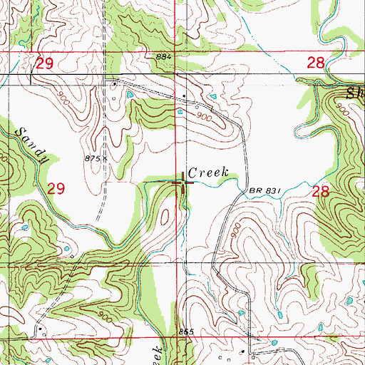 Topographic Map of Little Sandy Creek, MO