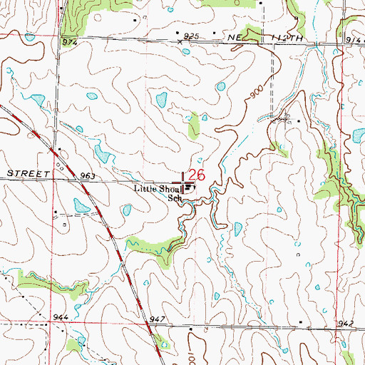 Topographic Map of Little Shoal School, MO