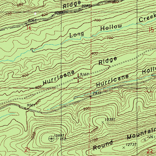 Topographic Map of Hurricane Ridge, AR