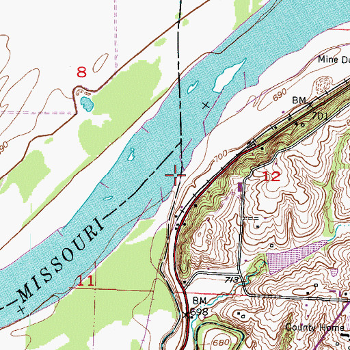 Topographic Map of Little Sni-A-Bar Creek, MO