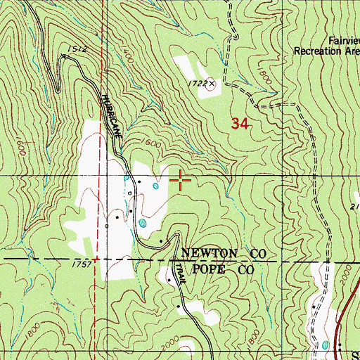 Topographic Map of Hurricane Trail, AR