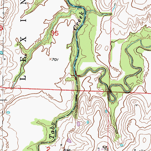 Topographic Map of Little Tabo Creek, MO
