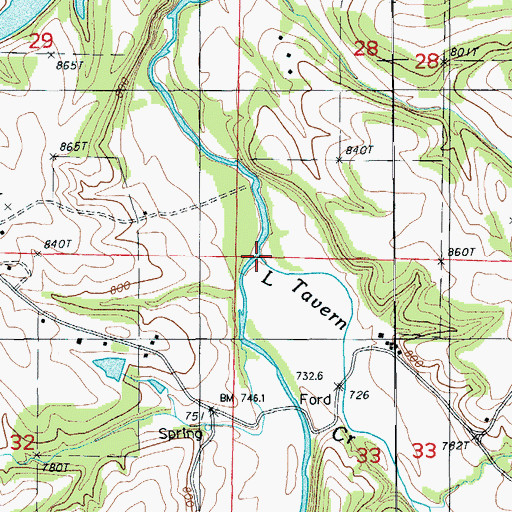 Topographic Map of Little Tavern Creek, MO