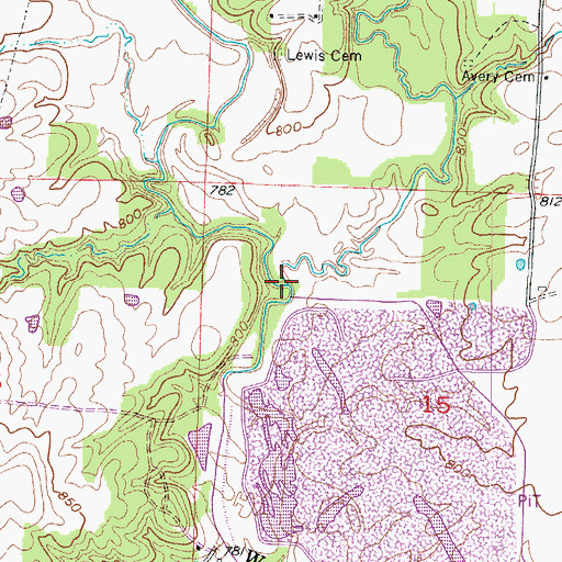 Topographic Map of Little Tebo Creek, MO