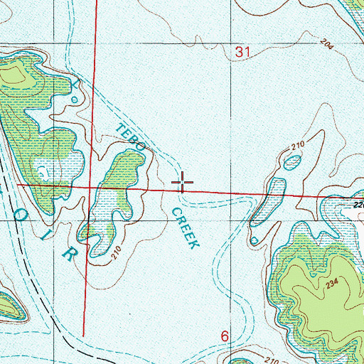 Topographic Map of Little Tebo Creek, MO