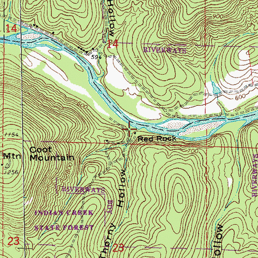 Topographic Map of Little Thorny Hollow, MO