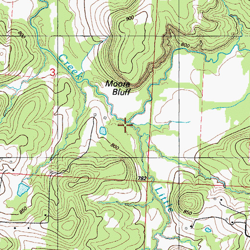Topographic Map of Little Turkey Creek, MO