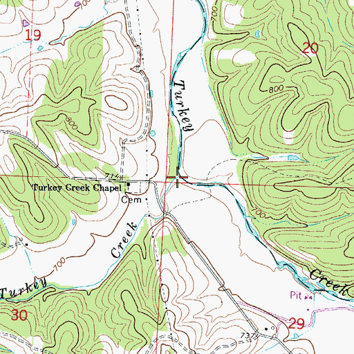 Topographic Map of Little Turkey Creek, MO