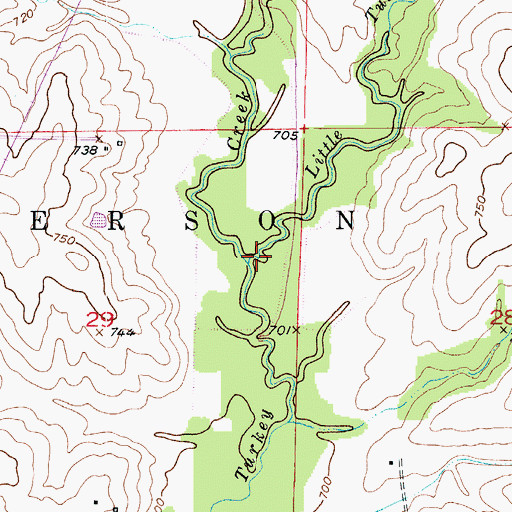 Topographic Map of Little Turkey Creek, MO