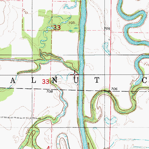 Topographic Map of Little Turkey Creek, MO
