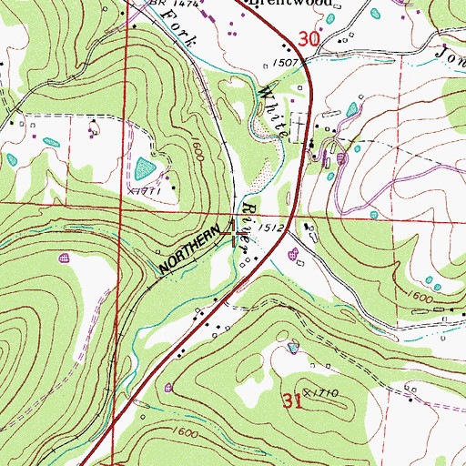 Topographic Map of Hutchins Creek, AR
