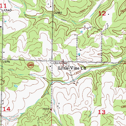 Topographic Map of Little Vine Church, MO