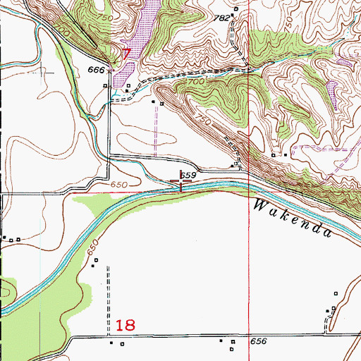 Topographic Map of Little Wakenda Creek, MO