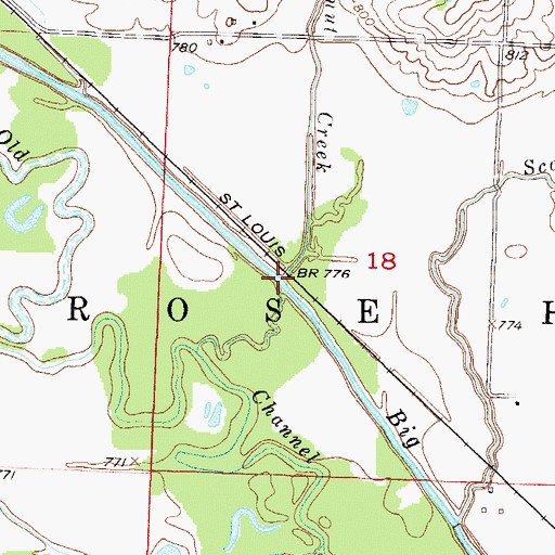 Topographic Map of Little Walnut Creek, MO