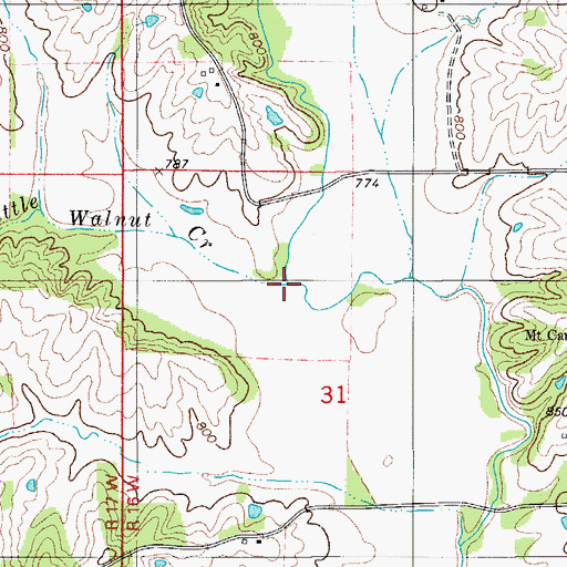 Topographic Map of Little Walnut Creek, MO