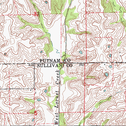 Topographic Map of Little West Locust Creek, MO