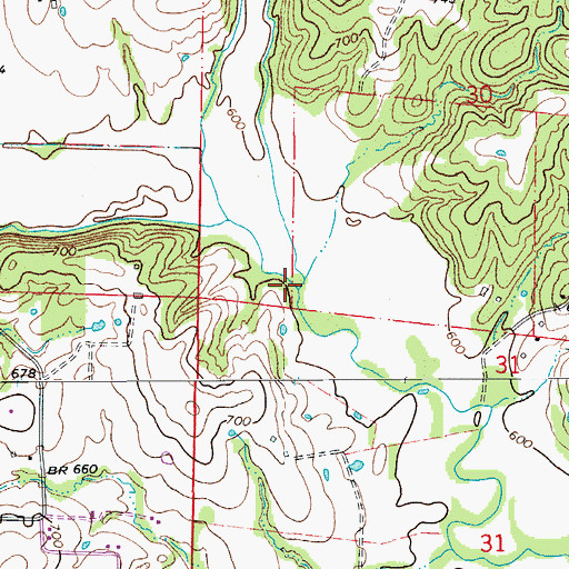 Topographic Map of Littles Branch, MO