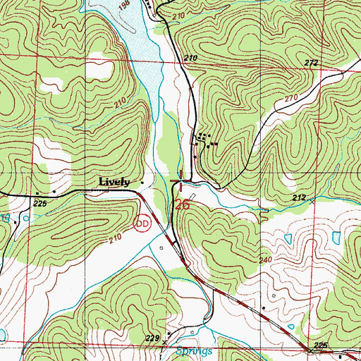 Topographic Map of Lively, MO