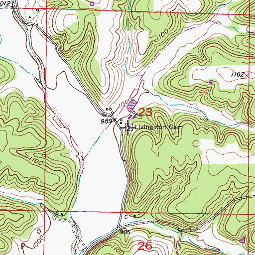 Topographic Map of Livingston Cemetery, MO
