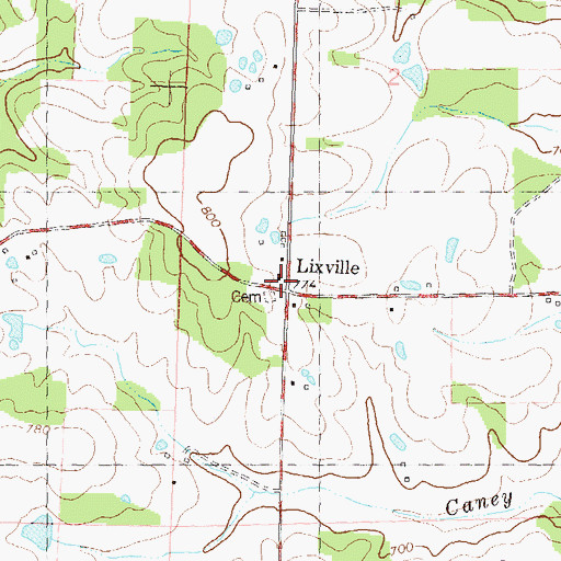 Topographic Map of Lixville, MO