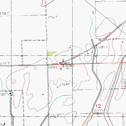 Topographic Map of Lloyd Cemetery, MO