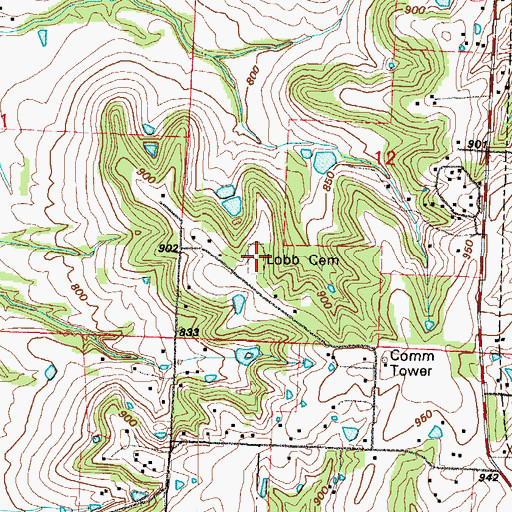Topographic Map of Lobb Cemetery, MO