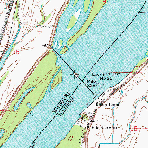 Topographic Map of Lock and Dam Number Twenty-one, MO