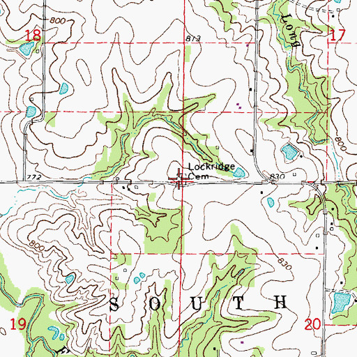 Topographic Map of Lockridge Cemetery, MO