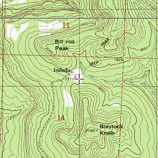 Topographic Map of Iceledo, AR