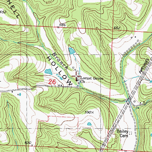 Topographic Map of Locust Grove Church, MO