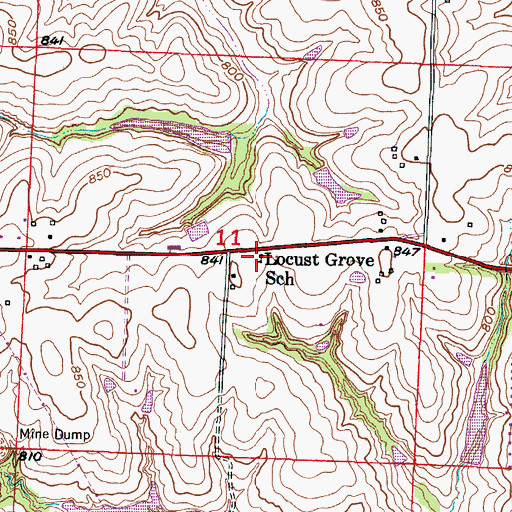 Topographic Map of Locust Grove School (historical), MO