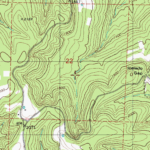 Topographic Map of Iceledo Gap, AR