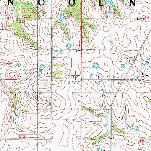 Topographic Map of Locust Grove School, MO