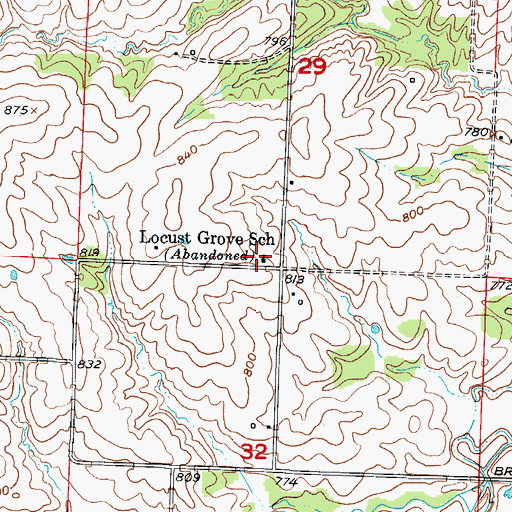 Topographic Map of Locust Grove School (historical), MO