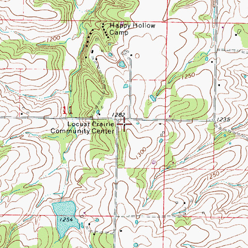 Topographic Map of Locust Prairie Community Center, MO