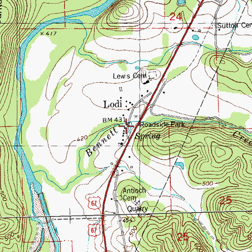 Topographic Map of Lodi, MO