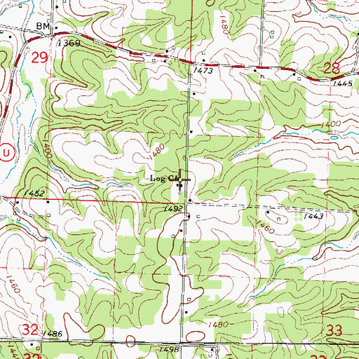 Topographic Map of Log Church, MO