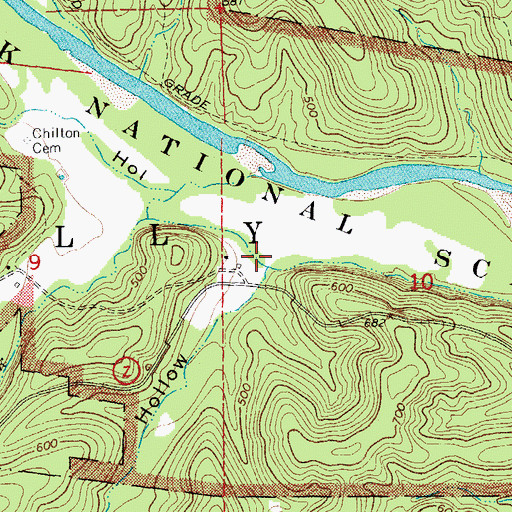 Topographic Map of Log Hollow, MO