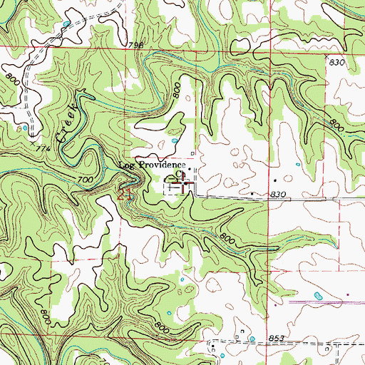 Topographic Map of Log Providence Church, MO