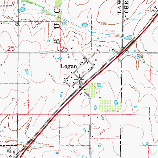 Topographic Map of Logan, MO