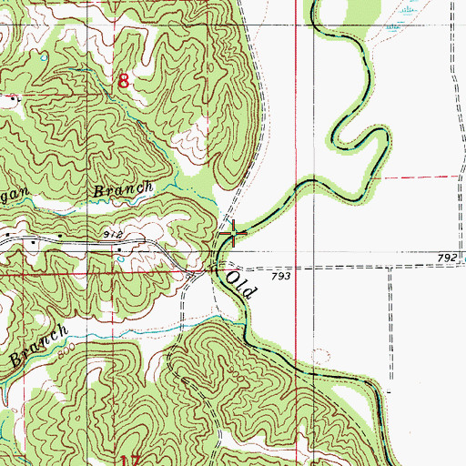 Topographic Map of Logan Branch, MO