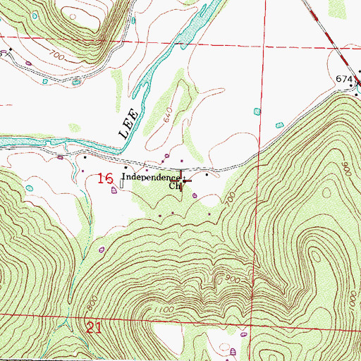 Topographic Map of Independence Church, AR