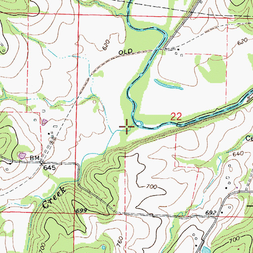 Topographic Map of Logan Creek, MO