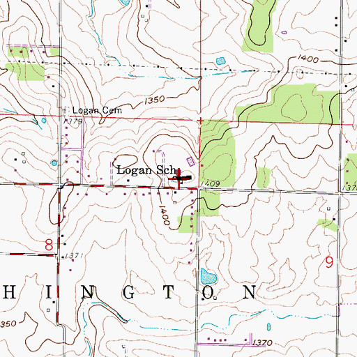 Topographic Map of Logan School, MO