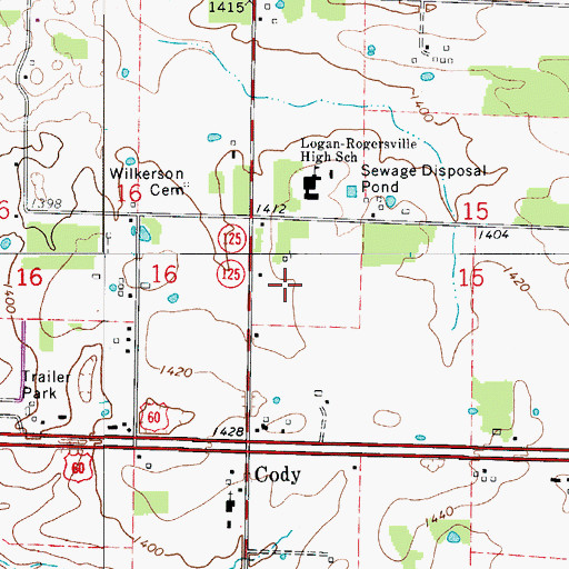 Topographic Map of Logan-Rogersville High School, MO